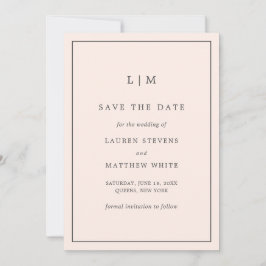 Einfache Blush Pink Monogram Elegante Hochzeit Save The Date