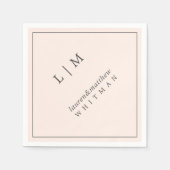 Einfache Blush Pink Monogram Elegante Hochzeit Serviette (Vorderseite)