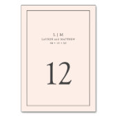 Einfache Blush Pink Monogram Elegante Hochzeit Tischnummer (Rückseite)