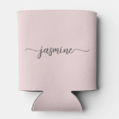 Einfache Blush Pink Monogram Girly Script Cooler Dosenkühler (Rückseite)
