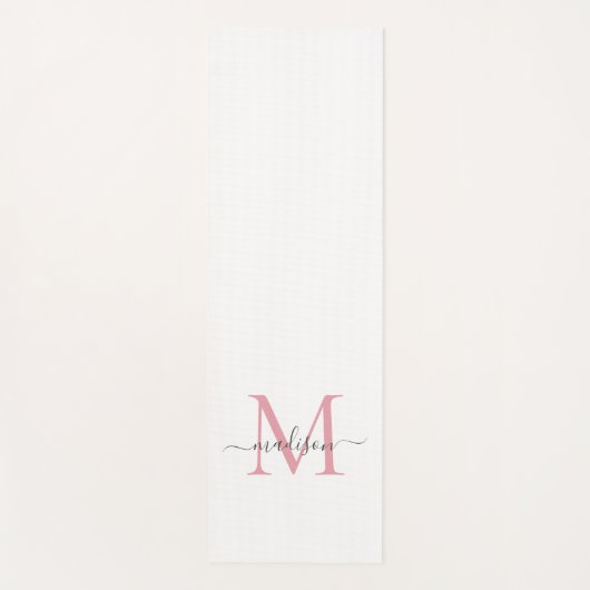 Einfache Blush Pink Monogram Moderne Girl Script Yogamatte (Vorderseite)