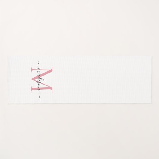 Einfache Blush Pink Monogram Moderne Girl Script Yogamatte (Vorderseite (Horizontal))