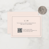 Einfache Blush Pink Monogram QR Code Hochzeit RSVP Mitteilungskarte (Vorderseite/Rückseite Beispiel)