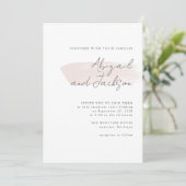 Einfache Blush Pink Pinselstriche Hochzeiten Einladung (Stehend Vorderseite)