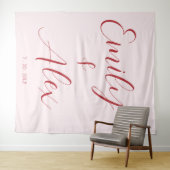 Einfache Blush Pink & Red Hochzeit Wandteppich (Beispiel (Horizontal))