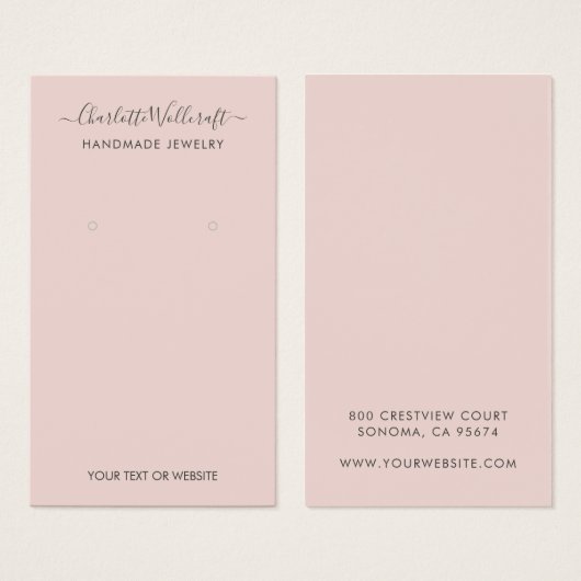 Einfache Blush-Pink-Script-Erd-Grafikkarte (Vorne & Hinten)