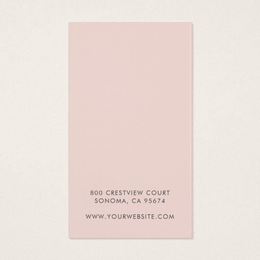 Einfache Blush-Pink-Script-Erd-Grafikkarte (Rückseite)