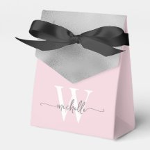Einfache Blush Pink Silver Foil Monogram Name Scri