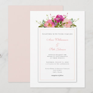 Einfache Blush Pink Wasserfarbe Bouquet Hochzeit Einladung