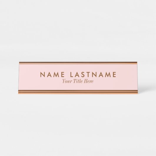 Einfache Blush-Rosa-Pastellfarbe Name Schreibtischnamensplakette (Vorderseite )
