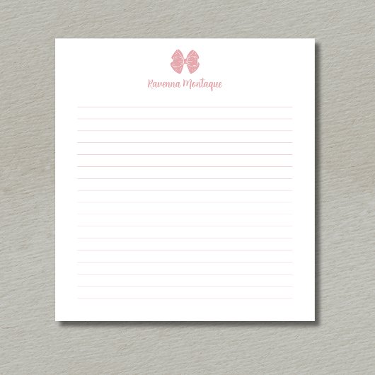 Einfache Blush-Rosen-Schleife-Skript Individueller Notizblock