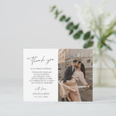 Einfache Blush Script Foto Hochzeit Vielen Dank Postkarte (Stehend Vorderseite)