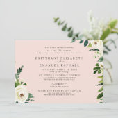 Einfache Blush Weiße Blüte Beide Eltern Hochzeit Einladung (Stehend Vorderseite)