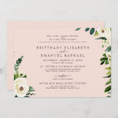 Einfache Blush Weiße Blüte Beide Eltern Hochzeit Einladung (Vorne/Hinten)