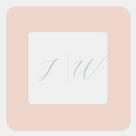 Einfache Blüte | Sage Modern 2 Wedding Quadratischer Aufkleber