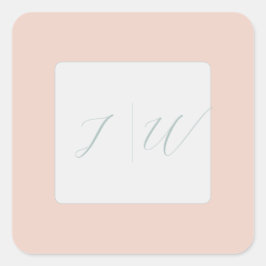Einfache Blüte | Sage Modern 2 Wedding Quadratischer Aufkleber