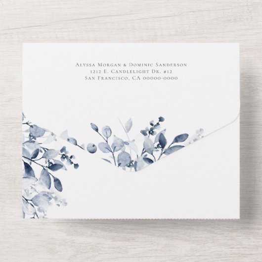 Einfache Blütenblume auf einer Hochzeit All In One Einladung (Rückseite)