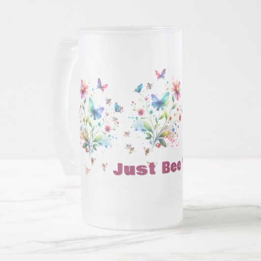 Einfache Blütenfarben-Monogram Mattglas Bierglas (Vorderseite Links)