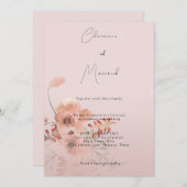 Einfache Blütenpink-Blütenfarbe Einladung (Vorne/Hinten)