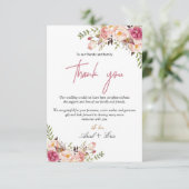 Einfache Blütenpink-Blütenhochzeit Dankeskarte (Stehend Vorderseite)