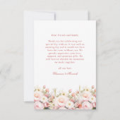 Einfache Blütenrosa Hochzeit Dankeskarte (Rückseite)
