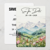 Einfache Blütenwand horizontal Save The Date (Vorne/Hinten)