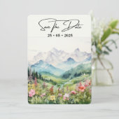 Einfache Blütenwand horizontal Save The Date (Stehend Vorderseite)