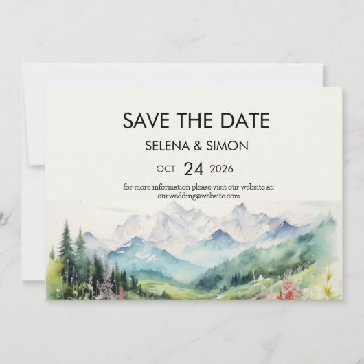Einfache Blütenwand horizontal Save The Date (Vorderseite)