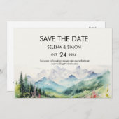 Einfache Blütenwand horizontal Save The Date (Vorne/Hinten)