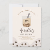 Einfache Boba Blase Milk Tee Personalisiert Geburt Einladung (Vorderseite)