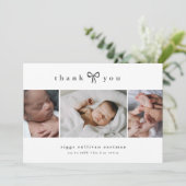 Einfache Bogen-Foto-Collage Baby Dankeskarte (Stehend Vorderseite)