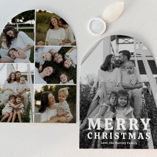 Einfache Bogen-Foto-Weihnachtskarten Feiertagskarte