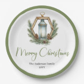 Einfache Bohemian-Weihnachtslaterne auf neutralem  Pappteller (Vorderseite)