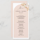 Einfache Bohemische Arch Pampas Grass Hochzeit Menükarte (Vorne/Hinten)