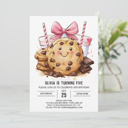 Einfache Bohemische Cookies zum Geburtstag Einladung (Stehend Vorderseite)