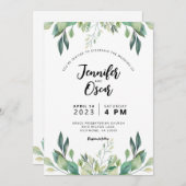 Einfache Bohemische Grüne Hochzeit Einladung (Vorne/Hinten)