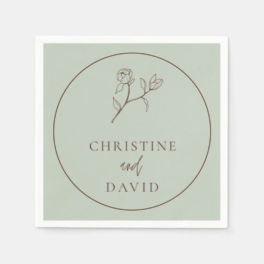 Einfache Bohemische Hochzeit Blumenwein Serviette (Vorderseite)