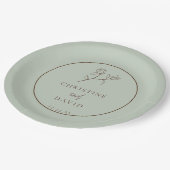 Einfache Bohemische Hochzeit mit Blumengrün Pappteller (Schrägansicht)