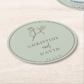 Einfache Bohemische Hochzeit mit Blumengrün Runder Pappuntersetzer (Angewinkelt)