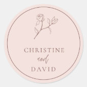 Einfache Bohemische Hochzeit mit floraler Rose Runder Aufkleber (Vorderseite)
