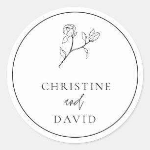 Einfache Bohemische Hochzeit, schwarz und weiß Runder Aufkleber