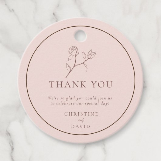 Einfache Bohemische Rose Hochzeiten Blumengärten Geschenkanhänger (Vorderseite)