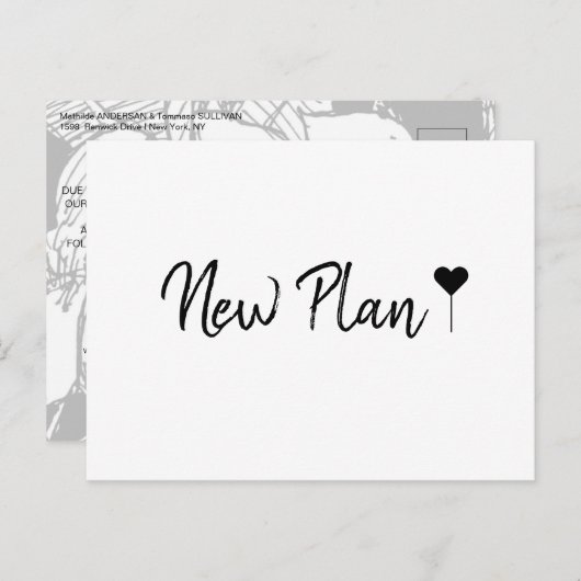 Einfache Bohemische Schrift Weißer Plan Postkarte (Vorne/Hinten)