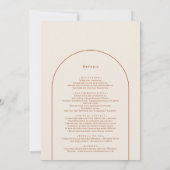 Einfache Boho Arch Elfenbein Hochzeitsdetails und Einladung (Rückseite)