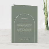 Einfache Boho Arch Sage Grüne Hochzeit geklappt Programm (Rückseite)