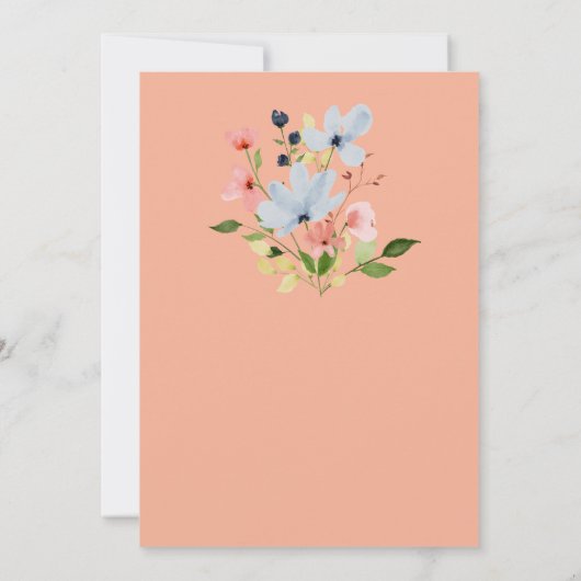 Einfache Boho Black and Pink Floral Wedding Einladung (Rückseite)