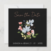 Einfache Boho Black and Pink Floral Wedding Save The Date (Vorderseite)