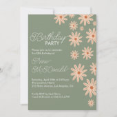 Einfache Boho-Blume im ganzen Alter Geburtstag Einladung (Vorderseite)