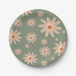 Einfache Boho-Blume im ganzen Alter Geburtstag Pappteller