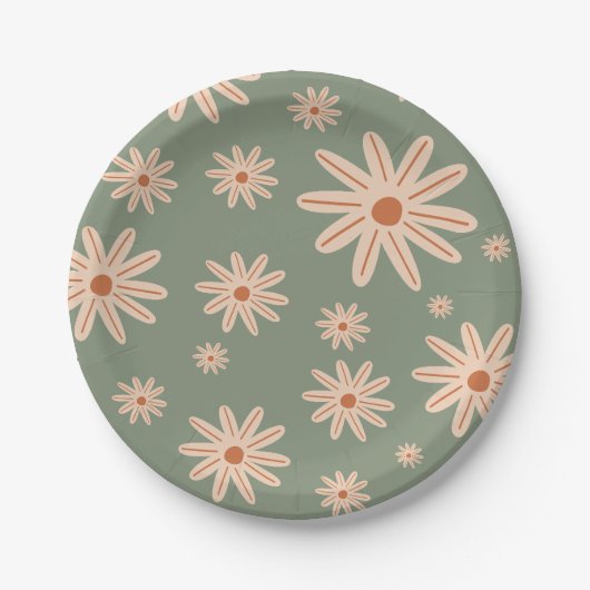 Einfache Boho-Blume im ganzen Alter Geburtstag Pappteller (Vorderseite)